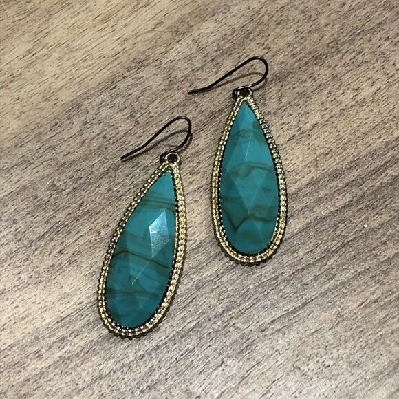 Turquoise Teardrop Statement Earrings - Picture 1 of 1